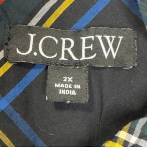 J. Crew Smocked Puff Sleeve Cotton Poplin Top in Stewart Plaid Holiday - 2X - Picture 9 of 13